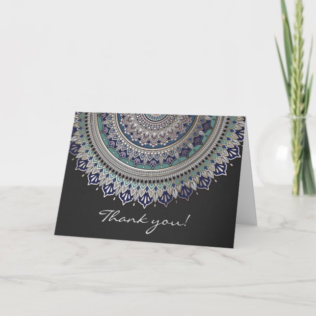 Tarjetas de agradecimiento elegantes Mandala (Anverso)