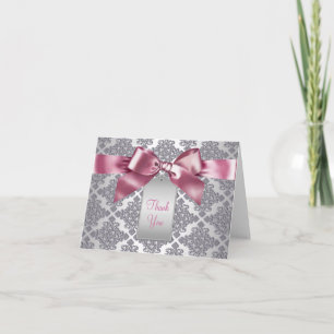 Tarjetas de agradecimiento elegantes rosa damasco