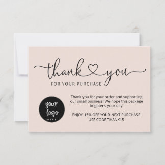 Tarjetas de agradecimiento empresariales rosa mini