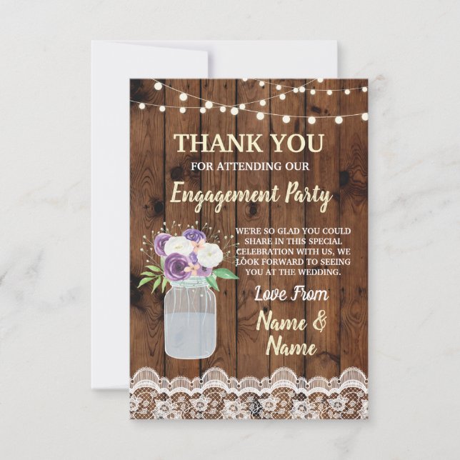 Tarjetas de agradecimiento Engagement Wood Lace Fl (Anverso)