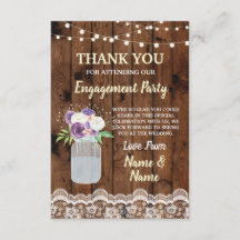 Tarjetas de agradecimiento Engagement Wood Lace Fl