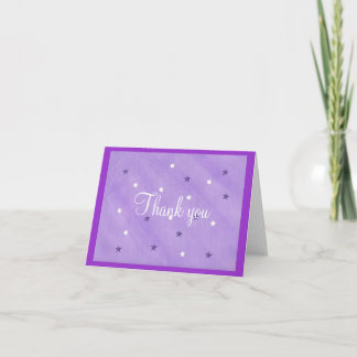 Tarjetas de agradecimiento, estrellas moradas y bl
