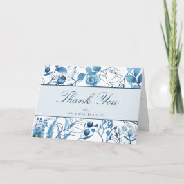 Tarjetas de agradecimiento florales azules