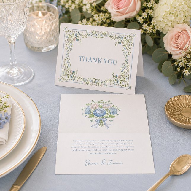 Tarjetas de agradecimiento florales azules botánic (Subido por el creador)