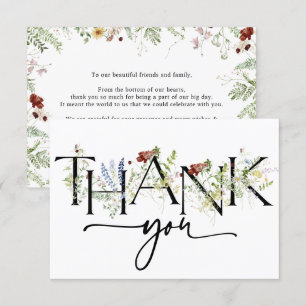 Tarjetas de agradecimiento florales boho elegantes
