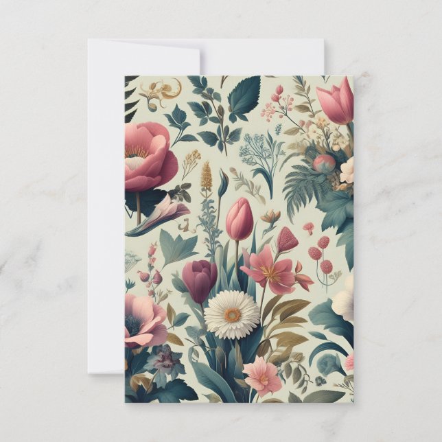 Tarjetas de agradecimiento florales botánicas de l (Anverso)