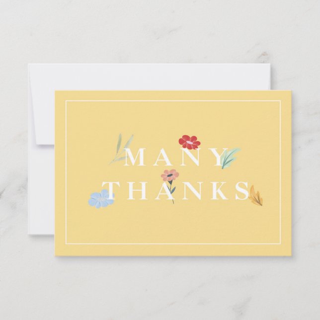 Tarjetas de agradecimiento florales coloridas y al (Anverso)