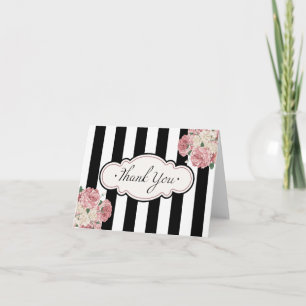 Tarjetas de agradecimiento florales con rayas