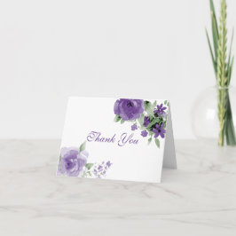 Tarjetas de agradecimiento florales de acuarela pú
