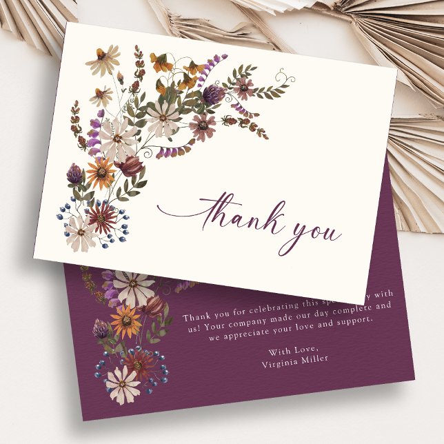 Tarjetas de agradecimiento florales de Borgoña (Burgundy Floral Thank You Cards
)