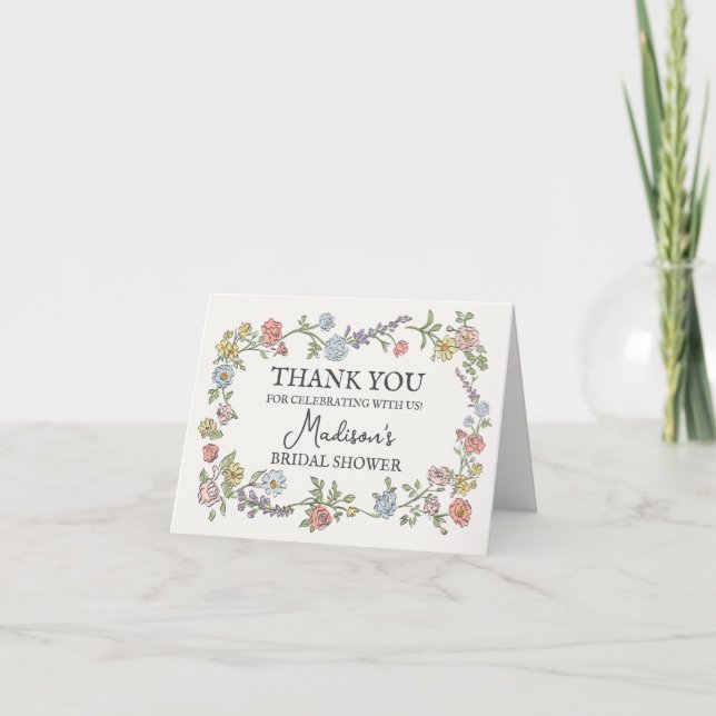 Tarjetas de agradecimiento florales pastel para fi (Anverso)