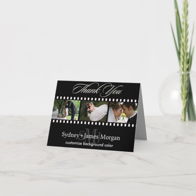 Tarjetas de agradecimiento, fotos de bodas+monogra (Anverso)