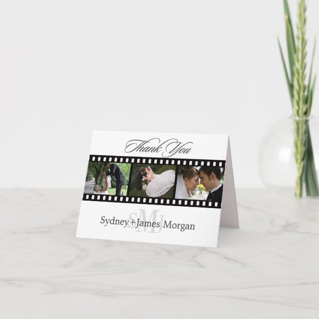 Tarjetas de agradecimiento, fotos de bodas+monogra (Anverso)