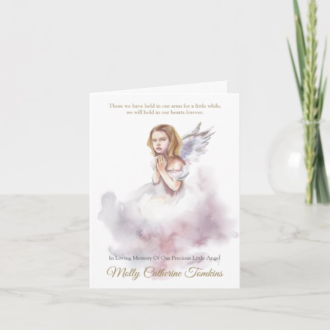 Tarjetas de agradecimiento funerales | Ángel 1 her (Anverso)