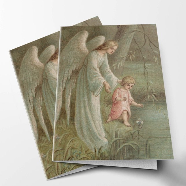 Tarjetas de agradecimiento funerales | Ángel del c (Angel Of Heaven Condolence Sympathy Catholic Religious Funeral Thank You card)