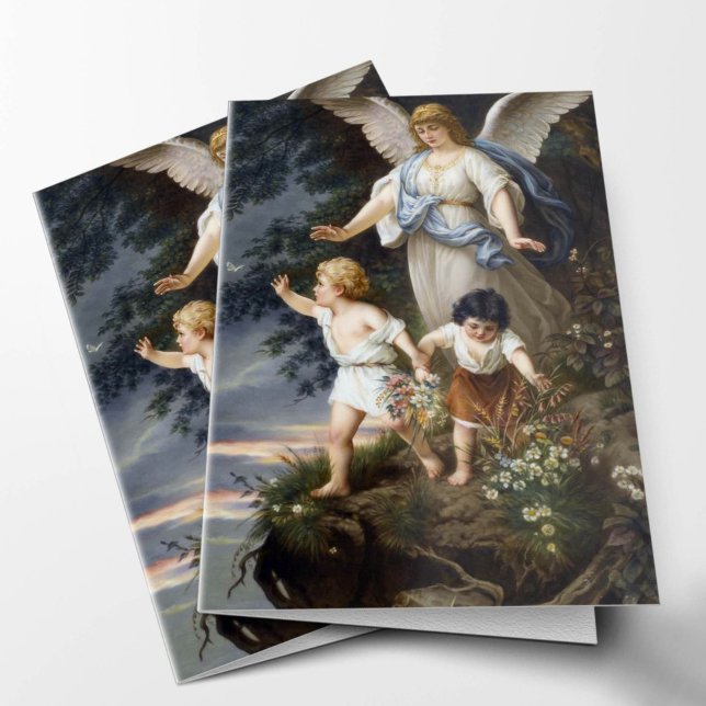Tarjetas de agradecimiento funerales | Angel Watch (Angels Watching Over Sympathy Condolence Bereavement Catholic Religious Funeral Thank You Card)