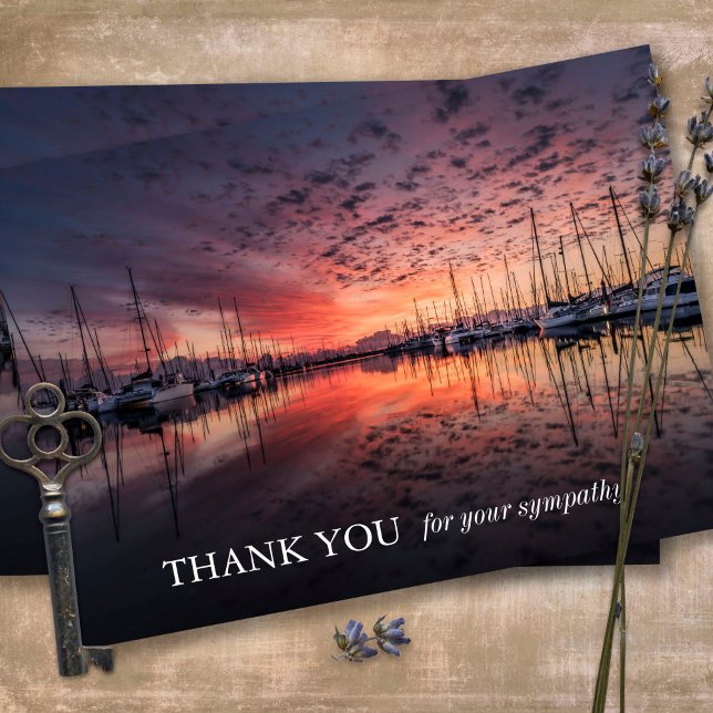 Tarjetas de agradecimiento funerales | Atardecer e (Sympathy Photo Celebration of Life, In Loving Memory, Forever in our Hearts Funeral thank you cards)