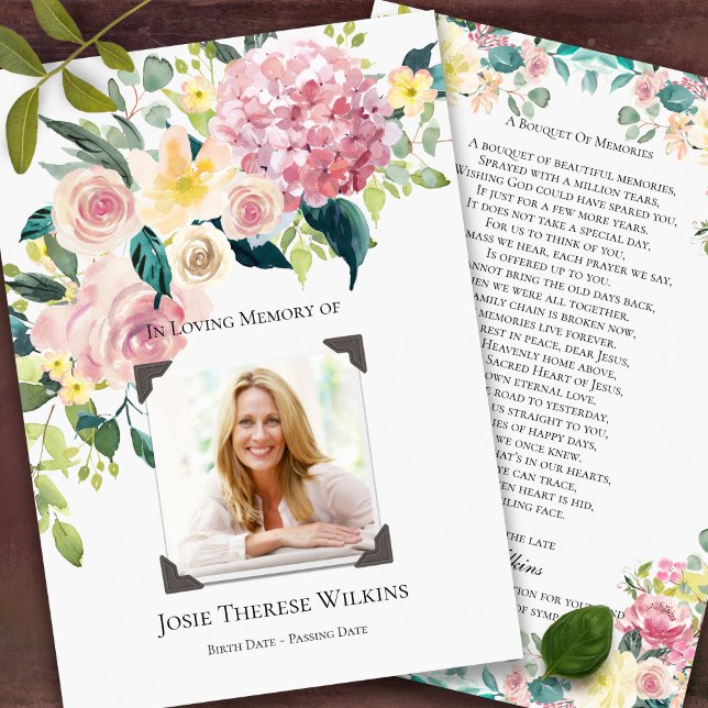 Tarjetas de agradecimiento funerales | Comedor de  (In Loving Memory Celebration of Life Floral Memorial Sympathy Funeral Thank You Card)