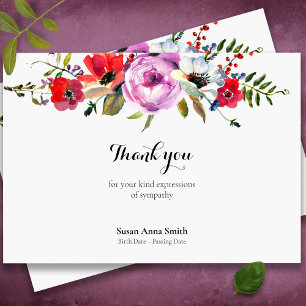 Tarjetas de agradecimiento funerales   Floraciones