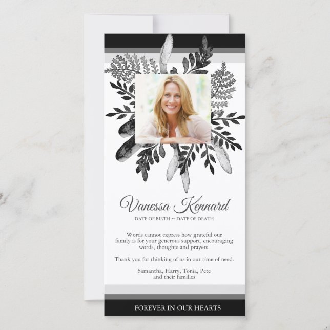 Tarjetas de agradecimiento funerales | Florals (Anverso)