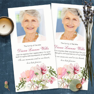 Tarjetas de agradecimiento funerales Flores blan