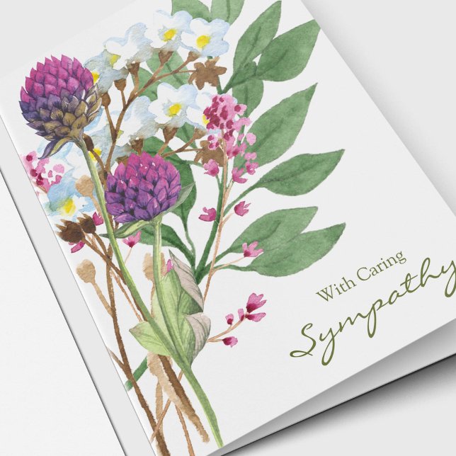 Tarjetas de agradecimiento funerales | Flores silv (Wildflowers Sympathy Memorial Funeral Thank You Card)
