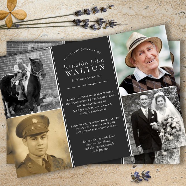 Tarjetas de agradecimiento funerales | Historia de (Celebration of Life, photo collage, funeral keepsake, funeral thank you card)