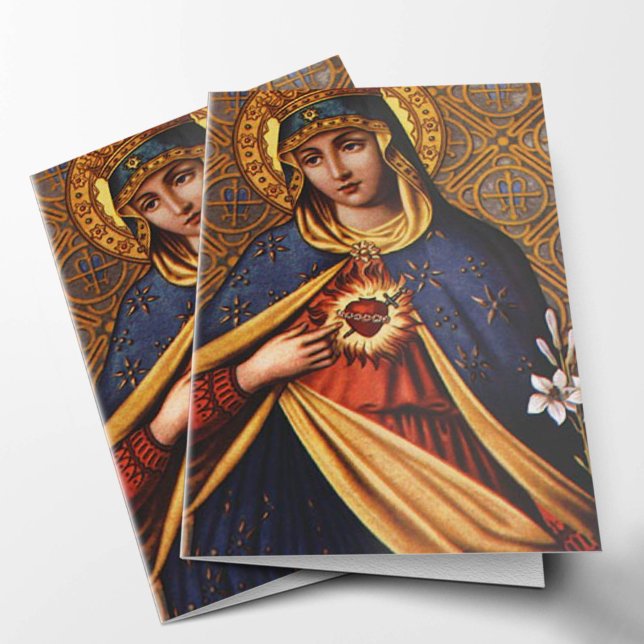 Tarjetas de agradecimiento funerales | Inmaculada  (Immaculate Heart of Mary Sympathy Religious Funeral Thank You Card, Holy Card.)