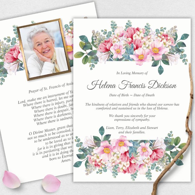 Tarjetas de agradecimiento funerales | Jardín frag (funeral thank you cards, bereavement, elegant, simple, celebration of life, sympathy card)