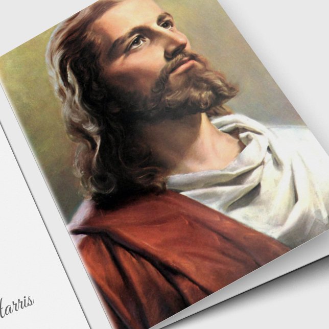 Tarjetas de agradecimiento funerales | Jesucristo  (Jesus Christ Sympathy Bereavement Photo Funeral Thank You Card, Holy Card)
