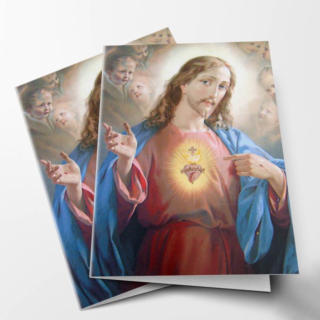 Tarjetas de agradecimiento funerales | Jesús Sagra (Sacred Heart Jesus Memorial Sympathy Funeral Thank You Cards)