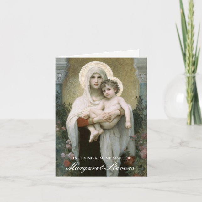 Tarjetas de agradecimiento funerales | Madonna de  (Anverso)