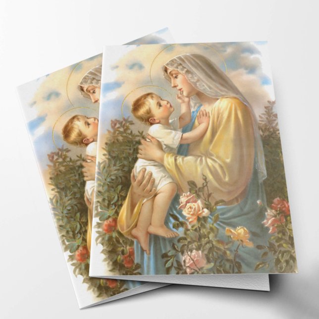 Tarjetas de agradecimiento funerales | Madre buena (Good and Gentle Mother Blessed Mother Catholic Religious Sympathy Bereavement Funeral Thank You Card)