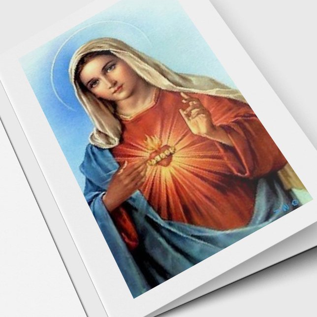Tarjetas de agradecimiento funerales | María del S (Bereavement Sympathy Sacred Heart of Mary Funeral Thank You Cards)