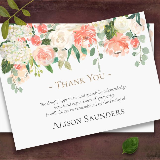 Tarjetas de agradecimiento funerales | Melocotones (Peaches and cream sympathy funeral thank you card)