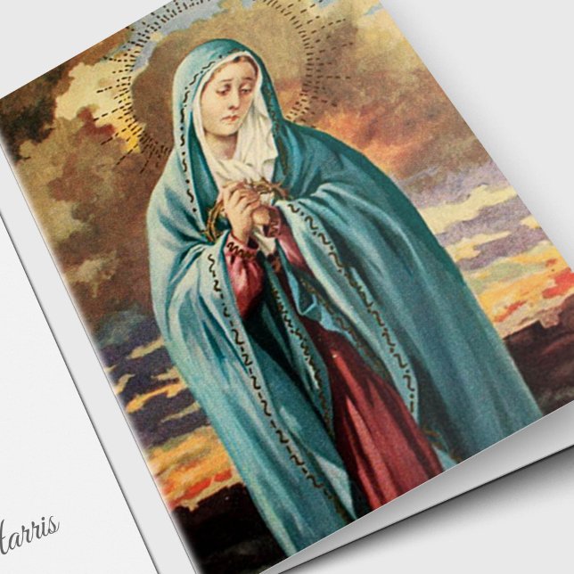 Tarjetas de agradecimiento funerales | Nuestra Señ (Mother Mary Sympathy Funeral Memorial Thank You Card)