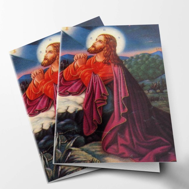 Tarjetas de agradecimiento funerales | Oración de  (Jesus Praying Memorial Sympathy Funeral Thank You Card)