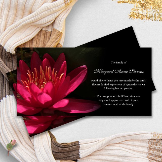 Tarjetas de agradecimiento funerales | Pink Waterl (funeral thank you cards, bereavement, elegant, simple, celebration of life, sympathy card)