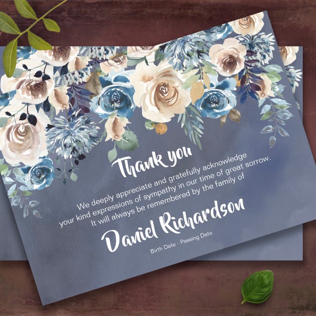 Tarjetas de agradecimiento funerales | Recuerdos a (Floral bereavement sympathy memorial funeral thank you cards)
