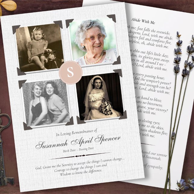 Tarjetas de agradecimiento funerales | Recuerdos R (Celebration of Life, In loving memory, forever in our hearts, photo collage funeral thank you card)