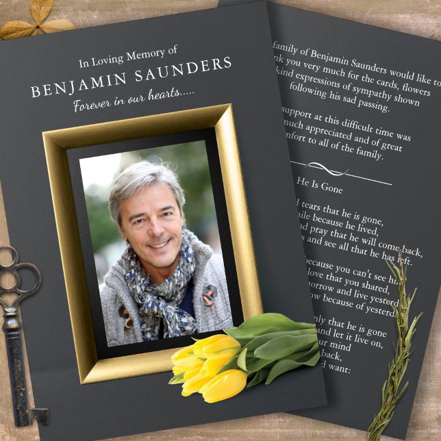 Tarjetas de agradecimiento funerales | Reteneros a (Forever In Our Hearts, Yellow Tulips, Celebration of life, In Loving Memory, Funeral Thank You Cards)