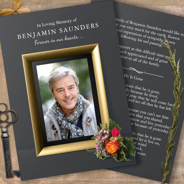 Tarjetas de agradecimiento funerales | Reteneros a (Forever In Our Hearts, Celebration of life photo funeral thank you card)