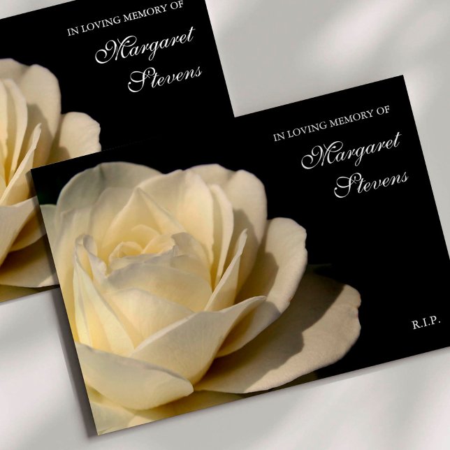 Tarjetas de agradecimiento funerales | Rosa Blanca (White Rose Memorial Sympathy Funeral Thank You Card)