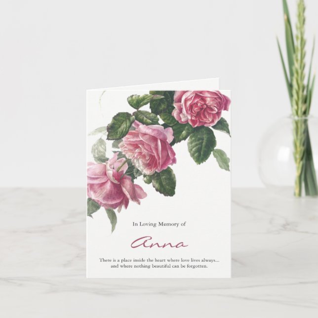 Tarjetas de agradecimiento funerales | Rosa de té  (Anverso)