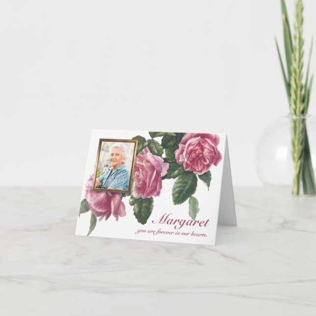 Tarjetas de agradecimiento funerales | Rosa de té  (Anverso)
