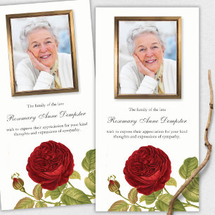Tarjetas de agradecimiento funerales   Rosa Roja y