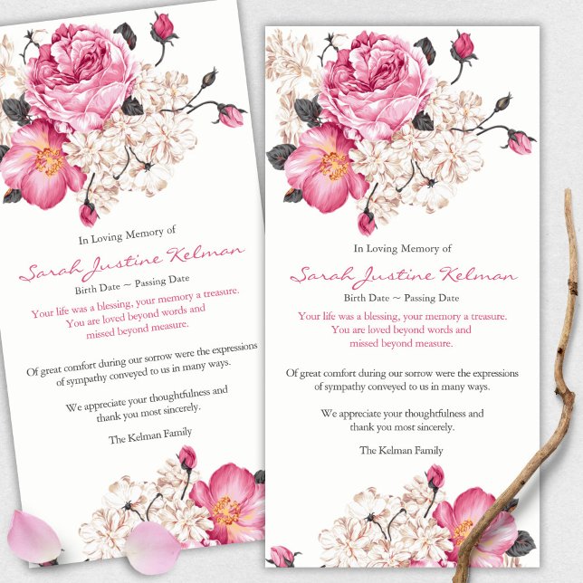 Tarjetas de agradecimiento funerales | Rosa Sweet  (funeral thank you cards, bereavement, elegant, simple, celebration of life, sympathy card)