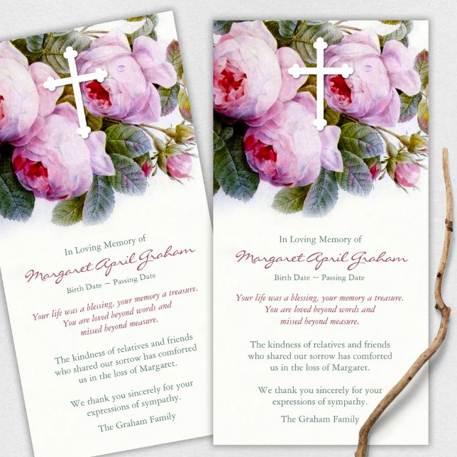 Tarjetas de agradecimiento funerales | Rosas botán (funeral thank you cards, bereavement, elegant, simple, celebration of life, sympathy card)