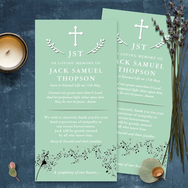 Tarjetas de agradecimiento funerales | Sinfonía ca (funeral thank you cards, bereavement, elegant, simple, celebration of life, sympathy card)