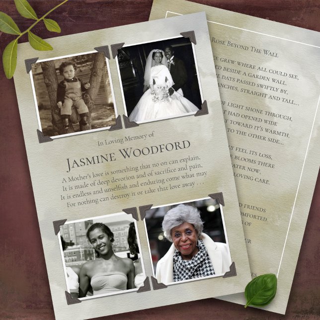 Tarjetas de agradecimiento funerales | Tonos neutr (Photo Collage memorial Sympathy Bereavement Funeral Thank You)